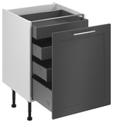 Meuble bas "Florie" anthracite mat l.60 x h.72 x p.57 cm 1 porte 1 casserolier + 3 tiroirs - Brico Dépôt