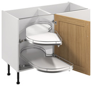 Meuble d'angle bas "Ilona" imitation bois vieilli l.120 x h.72 x p.57 cm 1 porte + rangement Space gauche - Brico Dépôt