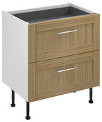 Meuble bas "Ilona" imitation chêne massif l.80 x h.72 x p.57 cm 2 casseroliers - Brico Dépôt