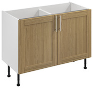 Meuble bas "Ilona" imitation chêne massif l.120 x h.72 x p.57 cm 2 portes - Brico Dépôt