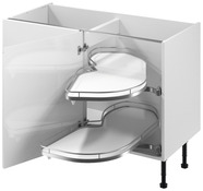 Meuble d'angle bas "Glorian" blanc brillant l.120 x h.72 x p.57 cm 1 porte + rangement Space droit - Brico Dépôt