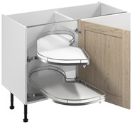 Meuble d'angle bas "Coline" imitation chêne clair l.120 x h.72 x p.57 cm 1 porte + rangement Space gauche - Brico Dépôt