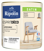 Peinture mur intérieur Satin 0,5 L Beige agate - Ripolin - Brico Dépôt