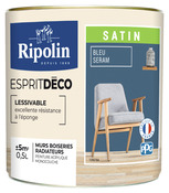 Peinture mur intérieur Satin 0,5 L Bleu seram - Ripolin - Brico Dépôt