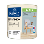 Peinture mur intérieur Satin 0,5 L Bleu cupcake - Ripolin - Brico Dépôt