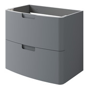 Meuble sous vasque 2 tiroirs Gris "Himalia" L. 70 x H. 60 x P. 45 cm - GoodHome - Brico Dépôt