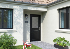 Porte entrée bois Méranti noir "Bragi" H. 215 x l. 90 gauche - Brico Dépôt