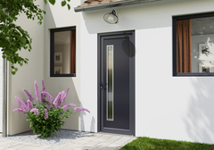 Porte entrée PVC gris "Elen" H. 215 x l. 90 droite - Brico Dépôt