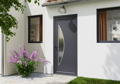 Porte entrée PVC gris "Ferla" H. 215 x l. 90 droite - Brico Dépôt