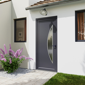 Porte entrée PVC gris "Ferla" H. 215 x l. 90 gauche - Brico Dépôt