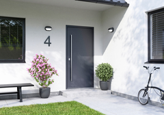 Porte d'entrée aluminium gris "Kara" H. 215 x l. 90 droite - Brico Dépôt