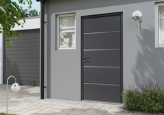 Porte d'entrée aluminium gris "Loras" H. 215 x l. 90 droite - Brico Dépôt