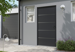 Porte d'entrée aluminium gris "Loras" H. 215 x l. 90 gauche - Brico Dépôt