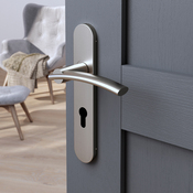 Poignée de porte "Lyderic" avec trou pour cylindre - Effet nickel - Entraxe 195 mm - Cooke and Lewis - Brico Dépôt