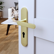 Poignée de porte "Marick" avec trou pour cylindre - Effet laiton - Entraxe adaptable 165-195 mm - Cooke and Lewis - Brico Dépôt