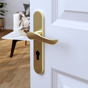 Poignée de porte "Arcles" avec trou pour cylindre - Effet laiton - Entraxe adaptable 165-195 mm - Cooke and Lewis - Brico Dépôt