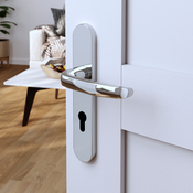 Poignée de porte "Goderic" avec trou pour cylindre - Effet chromé - Entraxe adaptable 165-195 mm - Cooke and Lewis - Brico Dépôt