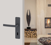 Ensemble poignée de porte "Koya" avec trou pour clé - Entraxe 195 mm - Assa Abloy - Brico Dépôt