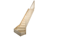 Escalier 1/4 tournant droit prémonté sapin + rampe "Elma" - Brico Dépôt