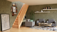 Escalier droit prémonté en hêtre couleur bois brut FINEAS - Brico Dépôt