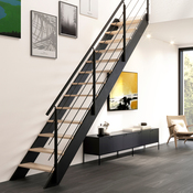 Escalier droit + rampe bois et métal "Sanson" - Brico Dépôt