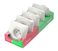 Lot de 5 prises 2P+T blanc avec plaques "Ovalis" blanc - Brico Dépôt