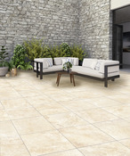 Carrelage de sol extérieur beige aspect pierre "Chambord grip" - Brico Dépôt