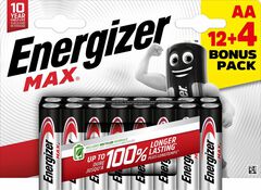 Lot de 12 + 4 piles Alcalines Max AA/LR6 - Energizer - Brico Dépôt