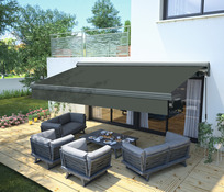 Store banne manuel l. 5 m x prof. 3 m avec semi-coffre - Marque BLOOMA - Brico Dépôt