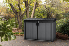 Coffre horizontal en polypropylène aspect bois naturel gris 2020 L "Cortina mega" - Keter - Brico Dépôt