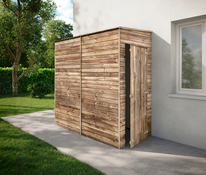 Abri de stockage adossé en pin - L. 217 x P. 105 x H. 217 cm - Brico Dépôt