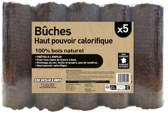 5 bûches de bois densifiées haut pouvoir calorifique - Brico Dépôt