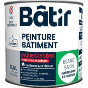 Peinture laque glycero multisupports 0,5 L - Blanc satin - Brico Dépôt