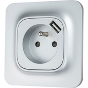 Prise 2P+T chargeur Usb A gris "Mauka" - Brico Dépôt