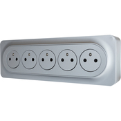 Bloc 5 prises 2P+T gris "Zephyr" - Brico Dépôt