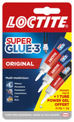 Lot de 2 colles cyanoacrylates superglue-3 liquide universal tube 3 g + 1 power gel 2 g gratuit - Loctite - Brico Dépôt