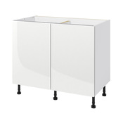 Meuble bas "Dorice" blanc brillant l.100 x h.72 x p.57 cm 2 portes - Brico Dépôt