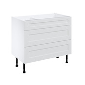 Meuble bas "Florie" blanc mat  l.100 x h.72 x p.57 cm 1 tiroir + 2 casseroliers - Brico Dépôt