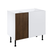 Meuble d'angle bas "Heline" imitation noyer mat l.100 x h.72 x p.57 cm 1 porte + rangement panier gauche - Brico Dépôt