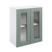Meuble haut "Coline" vert sauge l.60 x h.72 x p.32 cm 2 portes vitrées - Brico Dépôt