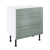 Meuble bas "Coline" vert sauge l.80 x h.72 x p.57 cm 1 tiroir + 2 casseroliers - Brico Dépôt