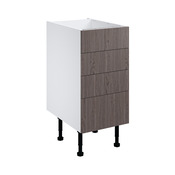 Meuble bas "Basilie" imitation chêne gris l.40 x h.72 x p.57 cm 3 tiroirs + 1 casserolier - Brico Dépôt