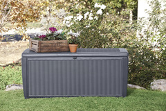 Coffre SUMATRA gris anthracite 145x73x64 cm polypropylène aspect rotin 511 L - Keter - Brico Dépôt