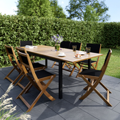 Table acacia/aluminium extensible 8 places "FASIA" - L. 180 à 240 x l. 100 x H. 75 cm. - Marque BLOOMA - Brico Dépôt