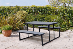 Table pique nique acier/résine gris et noir -  L. 156 x H. 74 x P. 78 cm. - Brico Dépôt