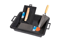 Kit de maçon (1 auge , 1 taloche, 1 truelle ronde, 1 éponge cimentier) - Brico Dépôt