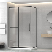 Porte coulissante noire mat et verre transparent - 120 cm - Brico Dépôt