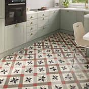 Dalle PVC clipsable "Eliza" à motifs géométriques gris et rouges - L. 61cm x - L. 30,5cm - Cooke and Lewis - Brico Dépôt