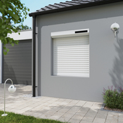 Volet roulant solaire motorisé aluminium blanc 135 x 120 cm - GEOM - Brico Dépôt