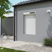 Volet roulant solaire motorisé aluminium blanc 155 x 90 cm - GEOM - Brico Dépôt